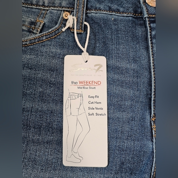 Seven7 Women's Blue Denim Shorts Weekend With Cut Hem, Size 12, New With Tags - Picture 5 of 9